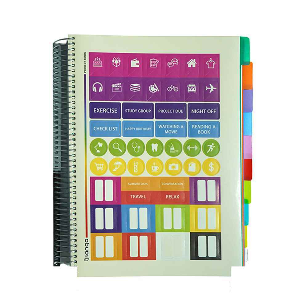 دفتر200برگ سیمی رحلی جلد طلق لانگو سری پروژه project book