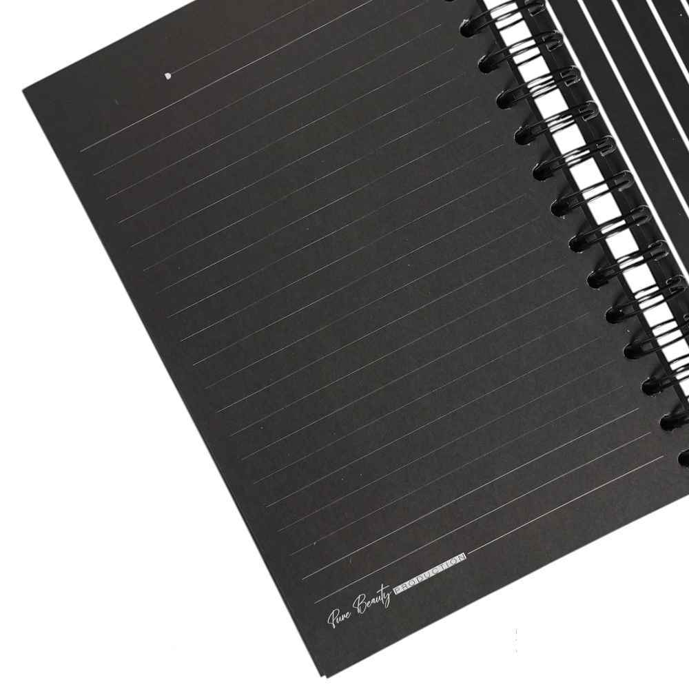 دفتر100برگ A5 خطدار سیمی جلدسخت (کاغذ مشکی) برگ سری پیور بیوتی کد70706