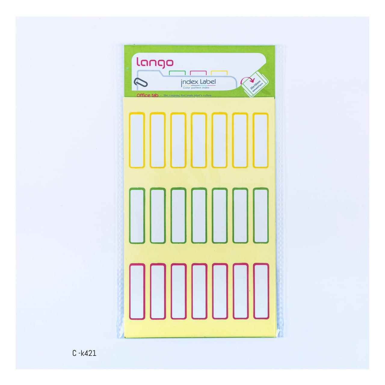 برچسب دوررنگی سایز10*35میلیمتر4برگی لانگوکدK-421 یا کد044