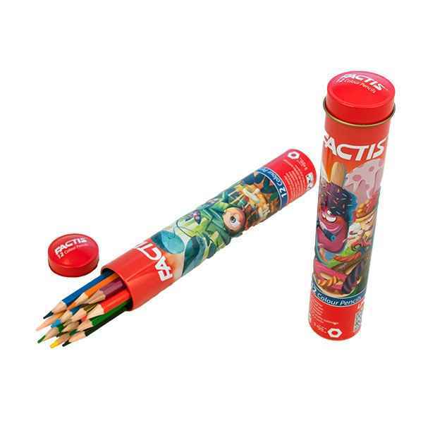 مداد 12 رنگ استوانه ای فکتیس 12 جعبه‏ای