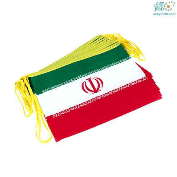 پرچم ایران مثلثی بزرگ پارچه ای 14 عددی ریسه ای متفرقه بسته 10 ریسه ای